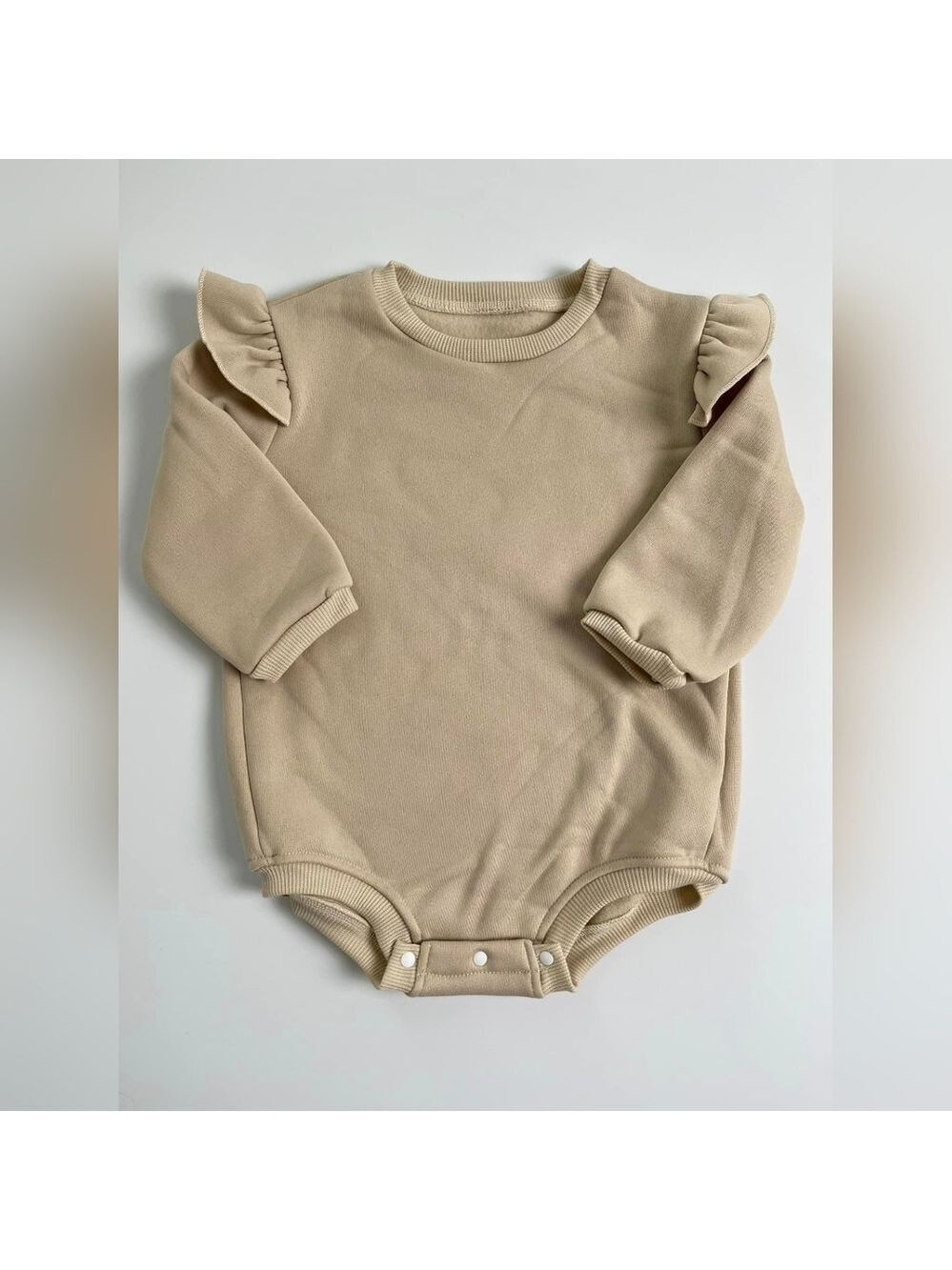 🩵4/$20‎ Fleece Lined Beige Ruffled Kids One Piece